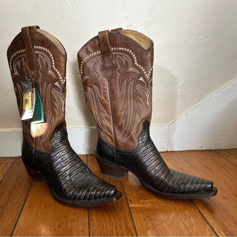 Roper Black & Brown Faux Leather Cowboy Boots - Size 7 Womens - NWT